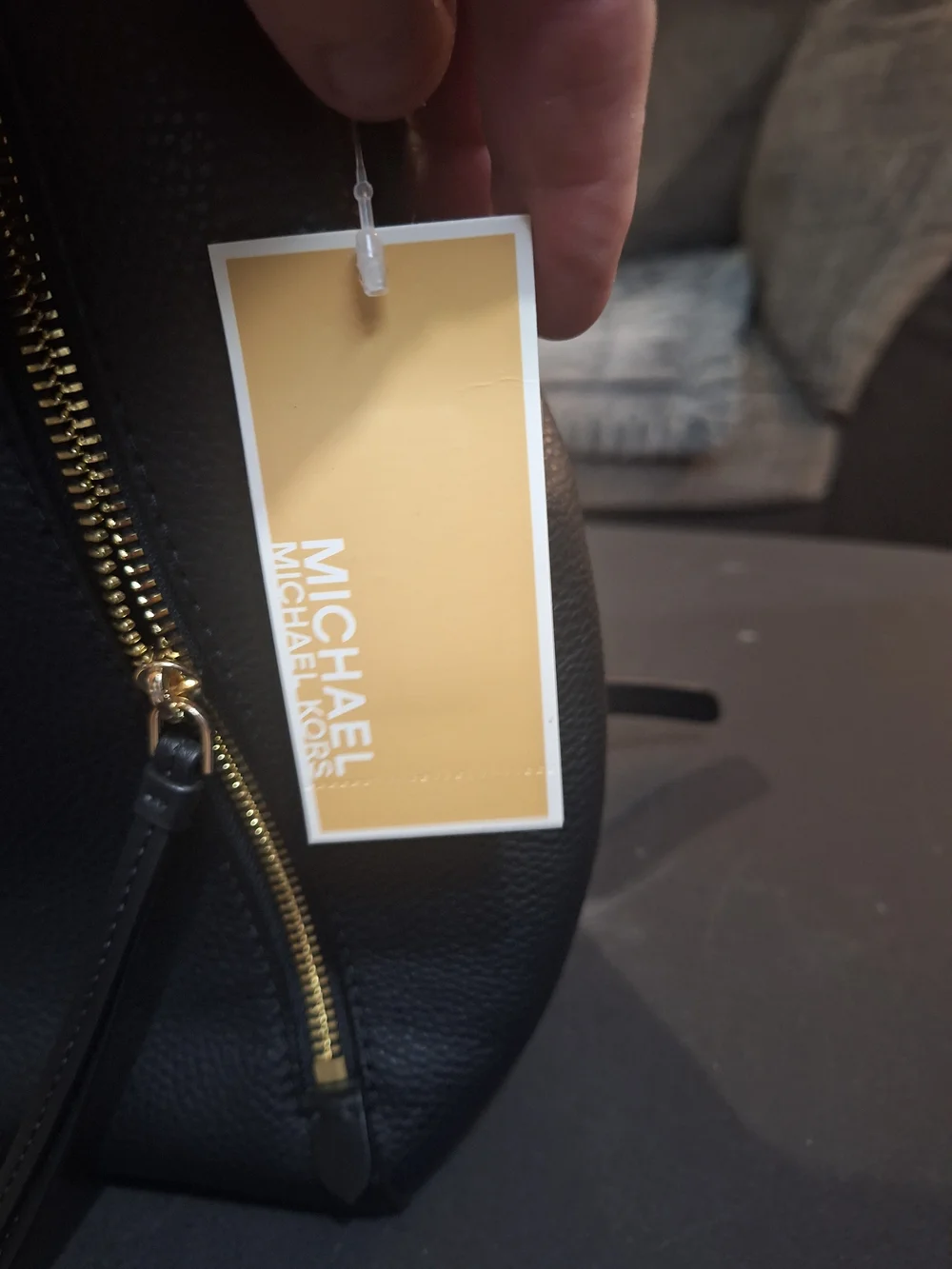 Michael Kors Black Pebbled Leather Mini Backpack with Gold Accents